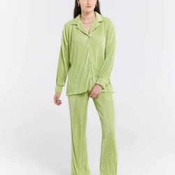 Pleated Lapel Shirt & Pants Set