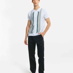 Button-Up Stripe Polo Shirt