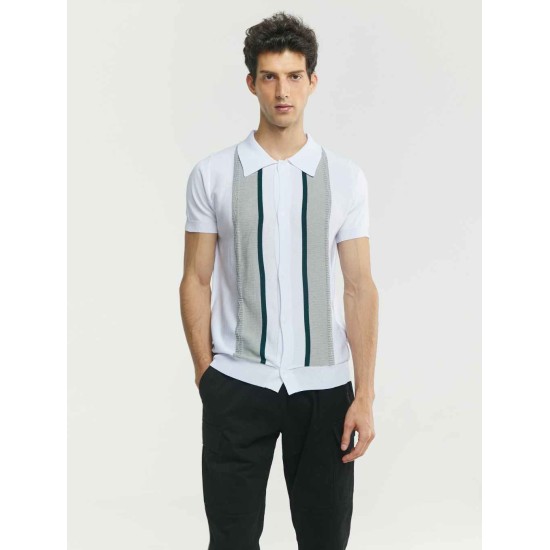 Button-Up Stripe Polo Shirt Button-Up Stripe Polo Shirt