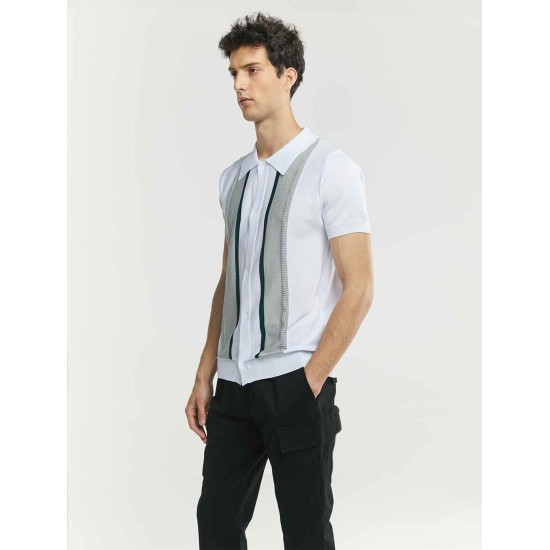 Button-Up Stripe Polo Shirt Button-Up Stripe Polo Shirt