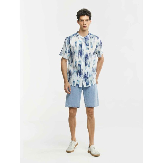 Tie-dye Stand Collar Linen Shirt Tie-dye Stand Collar Linen Shirt