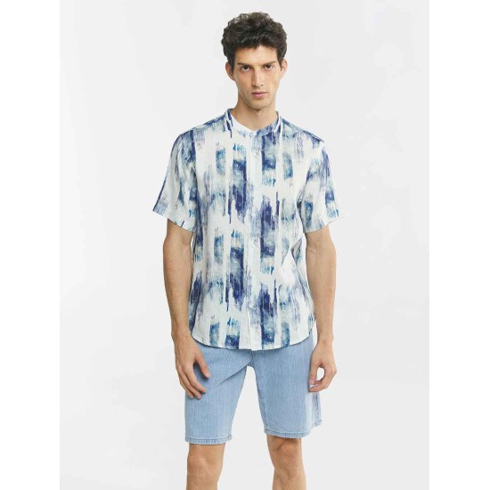 Tie-dye Stand Collar Linen Shirt Tie-dye Stand Collar Linen Shirt
