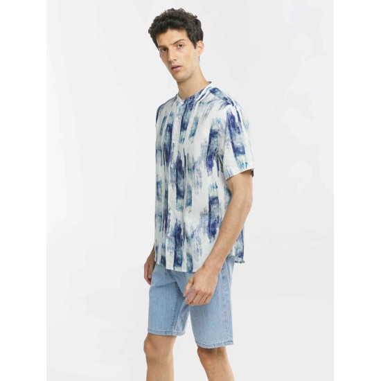 Tie-dye Stand Collar Linen Shirt Tie-dye Stand Collar Linen Shirt