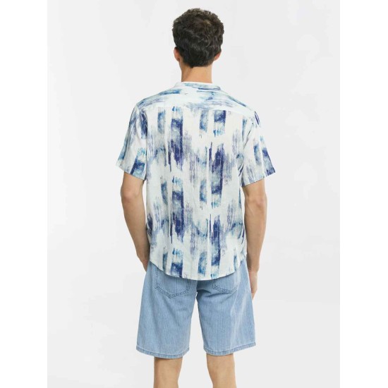 Tie-dye Stand Collar Linen Shirt Tie-dye Stand Collar Linen Shirt