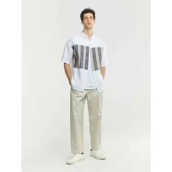 Patchwork Button-up Linen Shirt
