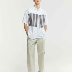 Patchwork Button-up Linen Shirt