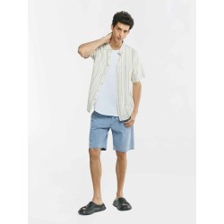 Stripe Short Sleeve Linen Shirt