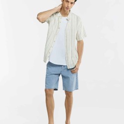Stripe Short Sleeve Linen Shirt