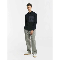 Stripe Patchwork Long Sleeve Shirt