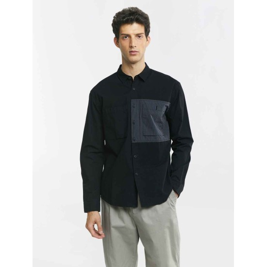 Stripe Patchwork Long Sleeve Shirt Stripe Patchwork Long Sleeve Shirt