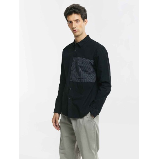 Stripe Patchwork Long Sleeve Shirt Stripe Patchwork Long Sleeve Shirt