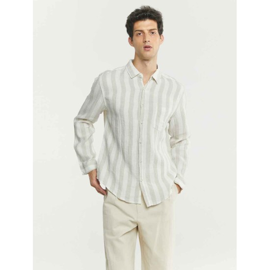 Two-Tone Striped Linen Shirt Two-Tone Striped Linen Shirt