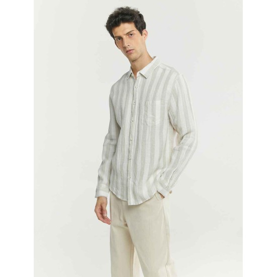 Two-Tone Striped Linen Shirt Two-Tone Striped Linen Shirt