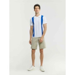 Two-Tone Stripe Polo Shirt