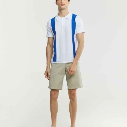 Two-Tone Stripe Polo Shirt