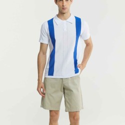 Two-Tone Stripe Polo Shirt