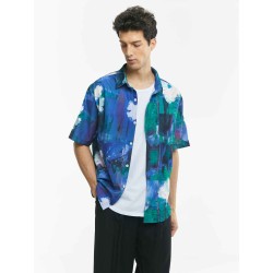 Vintage Printed Short-Sleeve Cotton Shirt