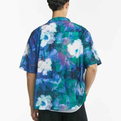 Vintage Printed Short-Sleeve Cotton Shirt