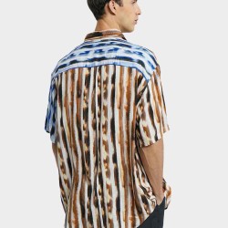 Color Contrast Striped Short-Sleeve Shirt