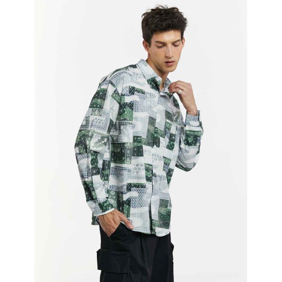 Colorblock Printed Long-Sleeve Shirt Colorblock Printed Long-Sleeve Shirt