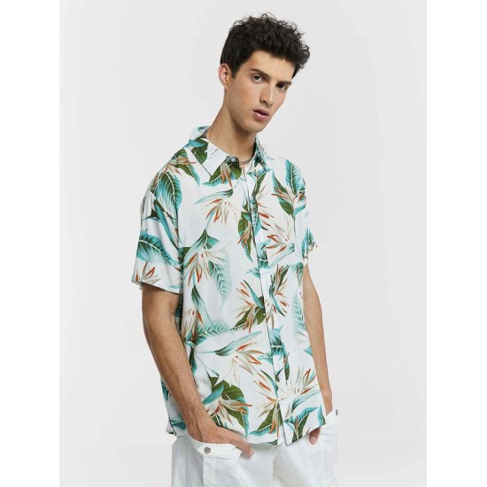 Flower Print Short-Sleeve Shirt Flower Print Short-Sleeve Shirt