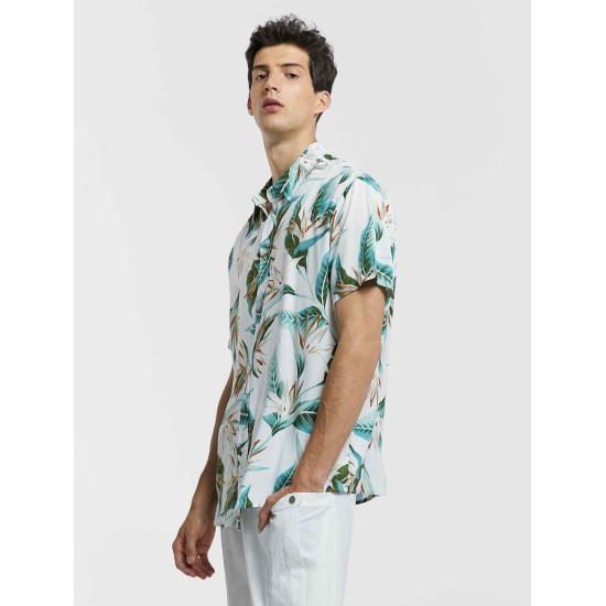 Flower Print Short-Sleeve Shirt Flower Print Short-Sleeve Shirt