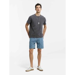 Cashew Flower Print Denim Shorts