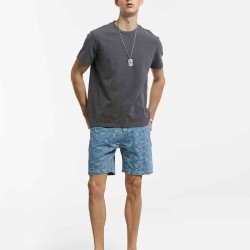 Cashew Flower Print Denim Shorts