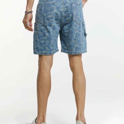 Cashew Flower Print Denim Shorts