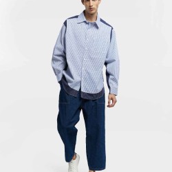 Two-tone Striped Patchwork Shirt