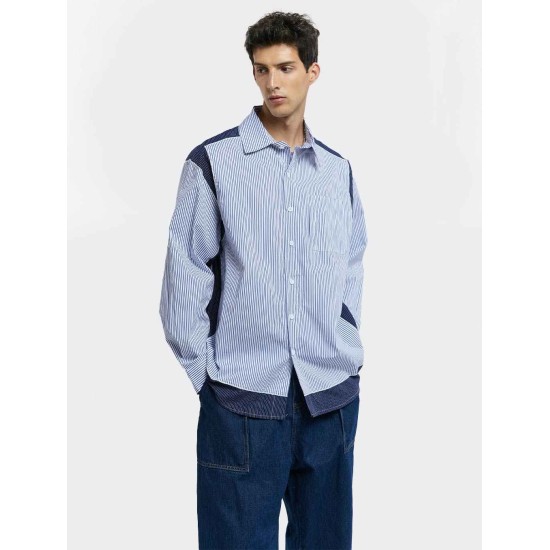 Two-tone Striped Patchwork Shirt Two-tone Striped Patchwork Shirt