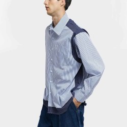Two-tone Striped Patchwork Shirt