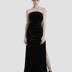 Strapless Velvet Evening Gown