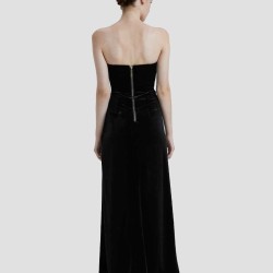 Strapless Velvet Evening Gown