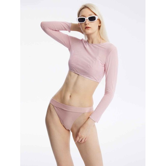 Cropped Long Sleeve Three Piece Swimsuit Cropped Long Sleeve Three Piece Swimsuit