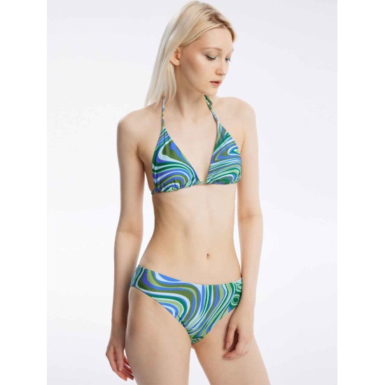 Striped Mesh Three Piece Swimsuit Striped Mesh Three Piece Swimsuit