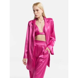 Satin Effect Tie Waist Blazer