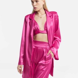 Satin Effect Tie Waist Blazer