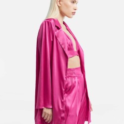 Satin Effect Tie Waist Blazer