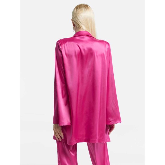 Satin Effect Tie Waist Blazer Satin Effect Tie Waist Blazer
