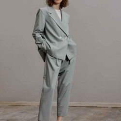 Buttoned Blazer & Pants Set