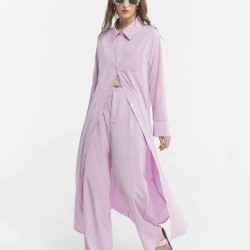 Long Shirt and Pants Three-Piece Set