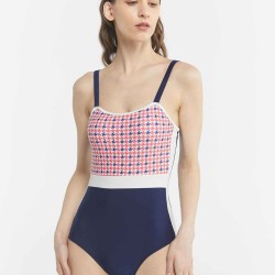 Vintage Patchwork One-Piece Swimsuit