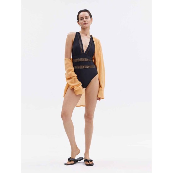 Mesh Patchwork One Piece Swimsuit Mesh Patchwork One Piece Swimsuit