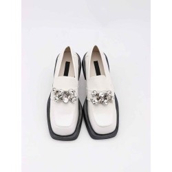 Rhinestone thick heeled single shoes