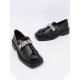 Black rhinestone small leather shoes Black rhinestone small leather shoes