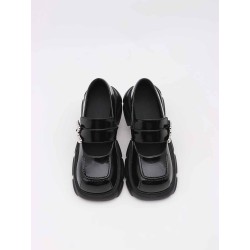 Thick-soled small leather shoes with big toe