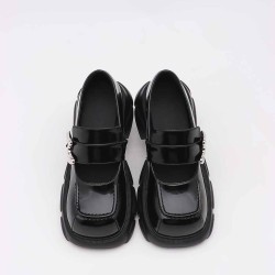 Thick-soled small leather shoes with big toe