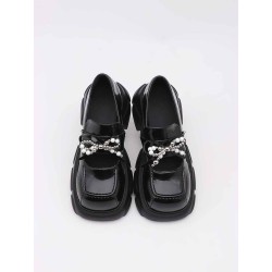 Black bow uniform shoes