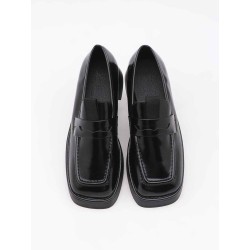 Muffin thick-soled leather shoes